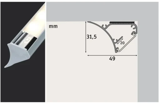 Hoekprofiel 1m voor LED strip