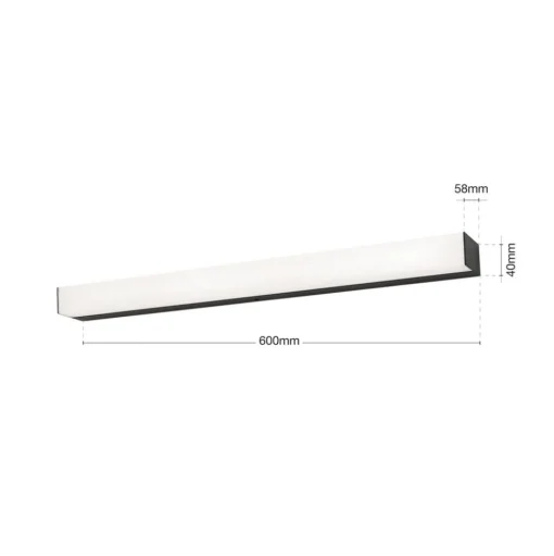 Horizon LED spiegellamp, breedte 60 cm, zwart, IP44