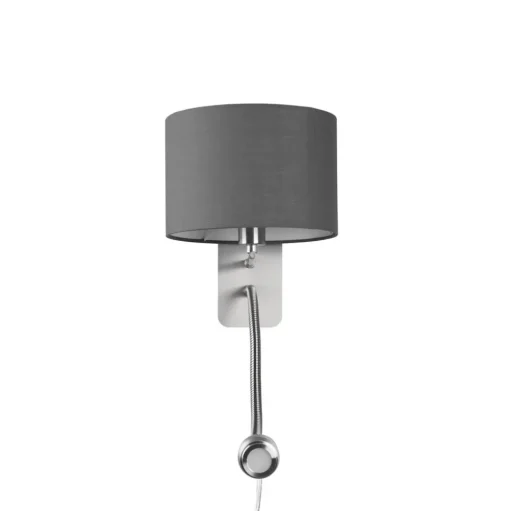 Hotel wandlamp met LED leeslampje, rond, grijs