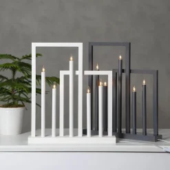 Houten raam kandelaar Frame, 5-lamps, wit