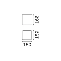 Ideal Lux downlight Techo IP54, antraciet, metaal 15 x 15 cm