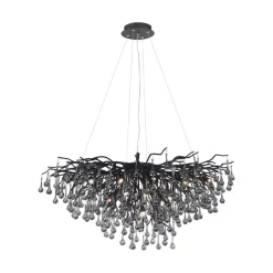 IJspegel kroonluchter, zwart, glas hangend, lengte 100 cm