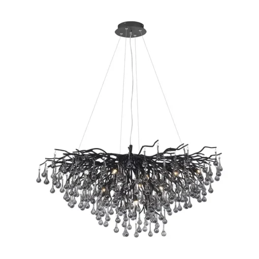 IJspegel kroonluchter, zwart, glas hangend, lengte 100 cm