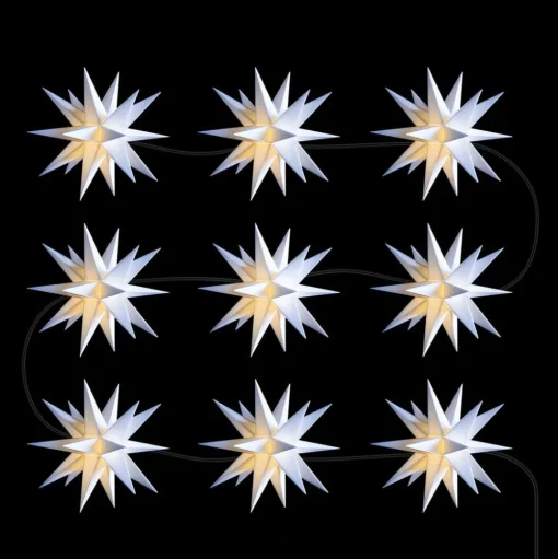 In wit - LED lichtketting met 9 sterren v. buiten