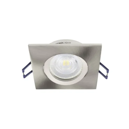 Inbouw plafondlamp Samsola, geborsteld zilver, 9 x 9 cm metaal