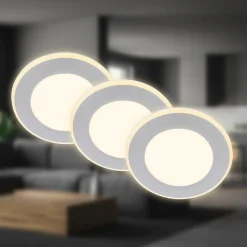 Inbouwlamp Gima, mat chroom, 3.000 K, set van 3