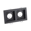 Inbouwlamp Grid Two, 2-lamps, zwart, 18,5x10cm, aluminium, GU10