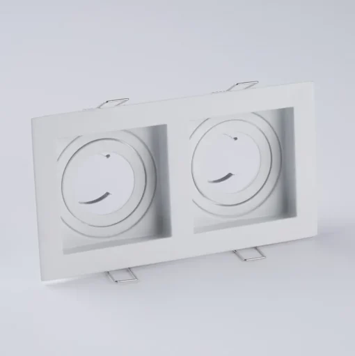 Inbouwlamp Grid Two, 2-lamps, wit, 18,5x10 cm, aluminium, GU10