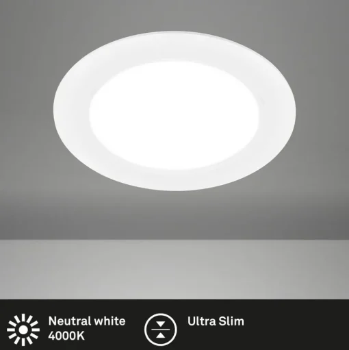 Inbouwlamp Jeft, Ø 17 cm, wit, 4000K, dimbaar