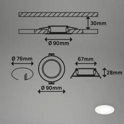 Inbouwlamp Jeft, Ø 9cm, wit, set van 3, aan/uit, vast