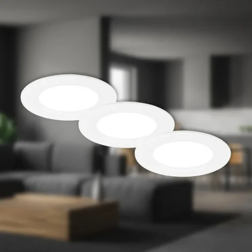 Inbouwlamp Jeft, Ø 9cm, wit, set van 3, aan/uit, vast