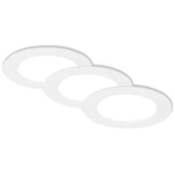 Inbouwlamp Jeft, Ø12cm, wit, set van 3, aan/uit, stijf