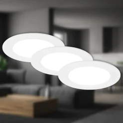 Inbouwlamp Jeft, Ø12cm, wit, set van 3, aan/uit, stijf