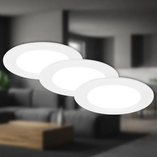 Inbouwlamp Jeft, Ø12cm, wit, set van 3, aan/uit, stijf