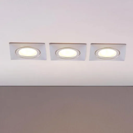 Inbouwlampen met LED's, hoekig, set van 3