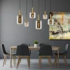 Joanet hanglamp, rookgrijs/zwart, glas, 132 cm lang