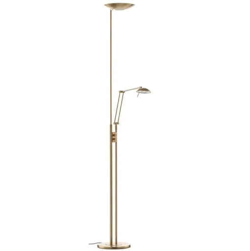 Jona LED uplighter met leesarm, mat messing