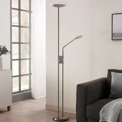 Jonne LED uplighter met leesarm, dimbaar, rond