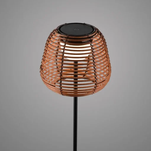 JUST LIGHT. Askia LED vloerlamp, rotan, IP54, touchdim