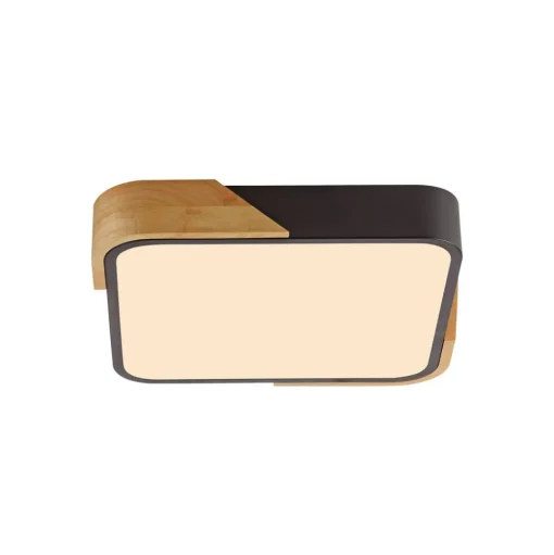 JUST LIGHT. Bila plafondlamp, zwart, 32x32 cm, hout