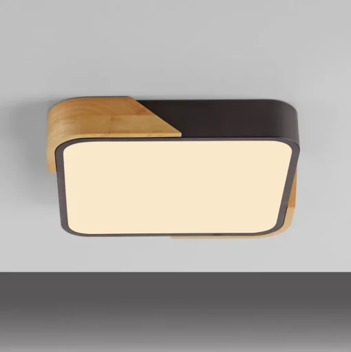 JUST LIGHT. Bila plafondlamp, zwart, 32x32 cm, hout