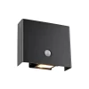 JUST LIGHT. Buitenwandlamp Amin, oplaadbare batterij zwart aluminium