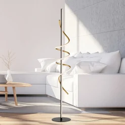 JUST LIGHT. Emanda LED vloerlamp, ijzer, zwart-messing