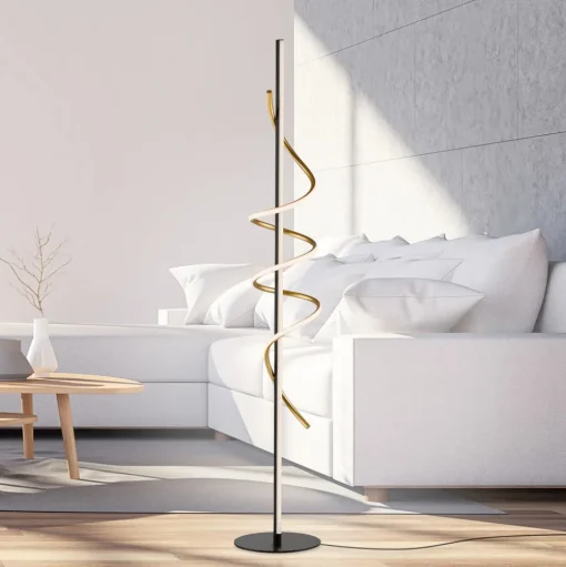 JUST LIGHT. Emanda LED vloerlamp, ijzer, zwart-messing
