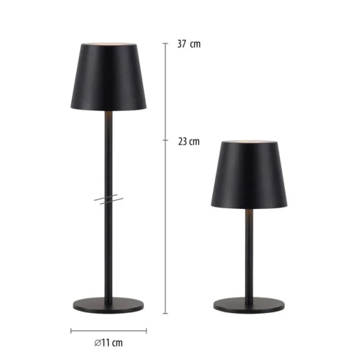 JUST LIGHT. Euria LED tafellamp, zwart, ijzer IP54