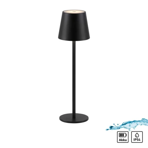JUST LIGHT. Euria LED tafellamp, zwart, ijzer IP54