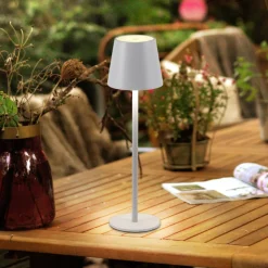 JUST LIGHT. Euria LED tafellamp, wit, ijzer, IP54