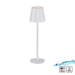 JUST LIGHT. Euria LED tafellamp, wit, ijzer, IP54