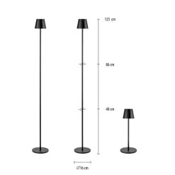 JUST LIGHT. Euria LED vloerlamp, zwart, ijzer, IP54