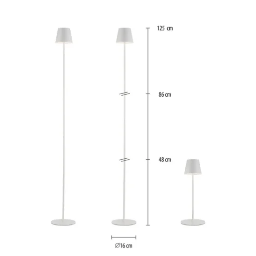 JUST LIGHT. Euria LED vloerlamp, wit, ijzer, IP54