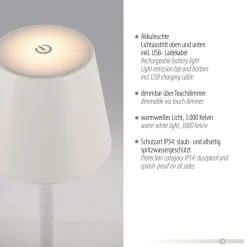 JUST LIGHT. Euria LED vloerlamp, wit, ijzer, IP54