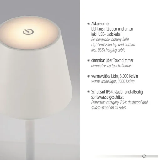 JUST LIGHT. Euria LED vloerlamp, wit, ijzer, IP54
