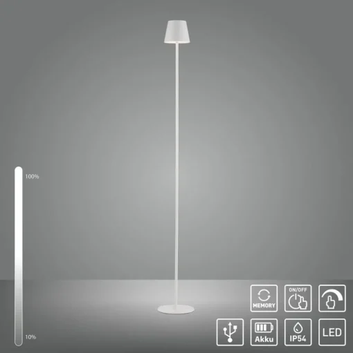 JUST LIGHT. Euria LED vloerlamp, wit, ijzer, IP54
