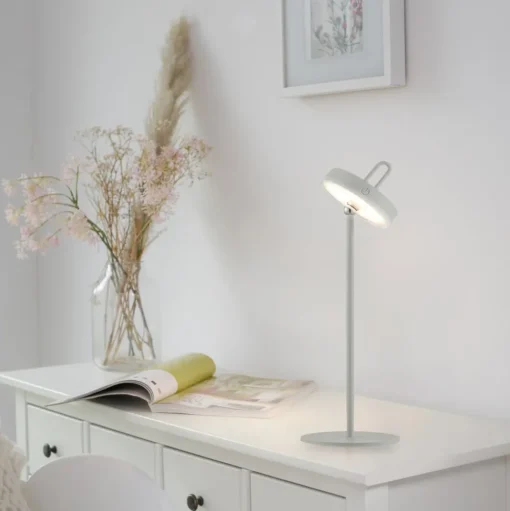 JUST LIGHT. LED tafellamp Amag grijs-beige ijzer IP44