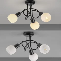 JUST LIGHT. Loki plafondlamp, 3-lamps, rond, zwart, ijzer