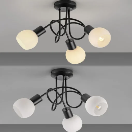 JUST LIGHT. Loki plafondlamp, 3-lamps, rond, zwart, ijzer