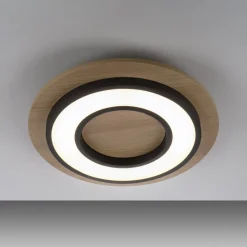 JUST LIGHT. Plafondlamp Tola, rond, hout, 3.000 K