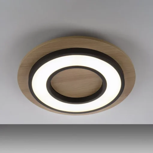JUST LIGHT. Plafondlamp Tola, rond, hout, 3.000 K
