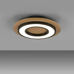 JUST LIGHT. Plafondlamp Tola, rond, hout, 3.000 K