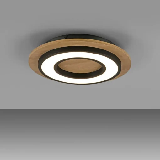 JUST LIGHT. Plafondlamp Tola, rond, hout, 3.000 K