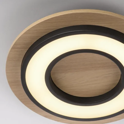 JUST LIGHT. Plafondlamp Tola, rond, hout, 3.000 K