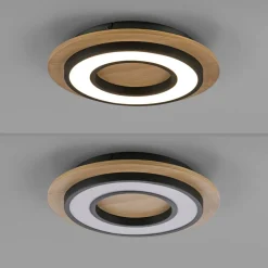 JUST LIGHT. Plafondlamp Tola, rond, hout, 3.000 K