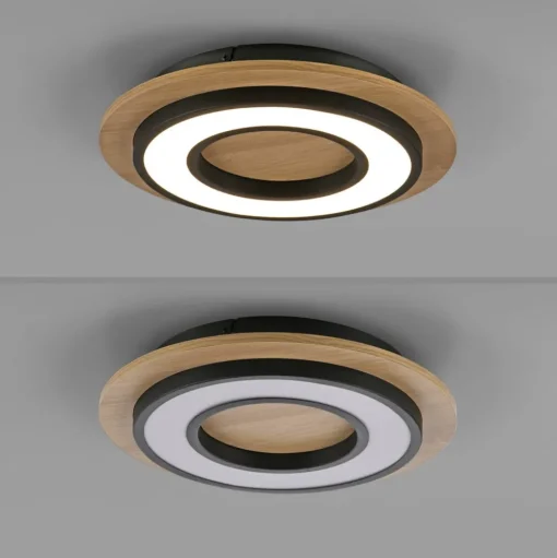 JUST LIGHT. Plafondlamp Tola, rond, hout, 3.000 K