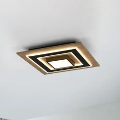 JUST LIGHT. Plafondlamp Tola, hoekig, 2-lamps, hout, 3000 K