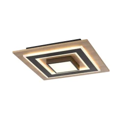 JUST LIGHT. Plafondlamp Tola, hoekig, 2-lamps, hout, 3000 K