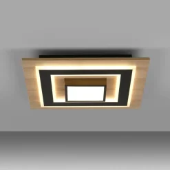 JUST LIGHT. Plafondlamp Tola, hoekig, 2-lamps, hout, 3000 K